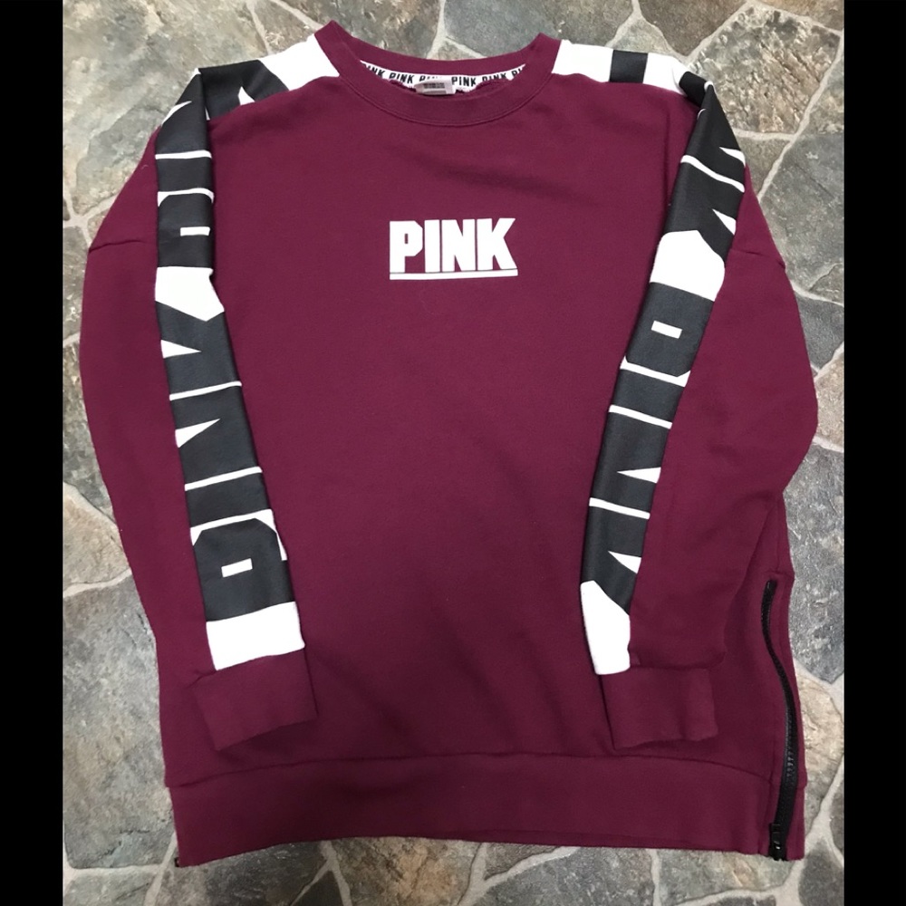 Victoria Secret Pink Burgundy Crew Small (Oversized)